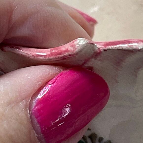 Vintage Italian ceramic cornucopia vase applied flowers hand painted. - Picture 12 of 16